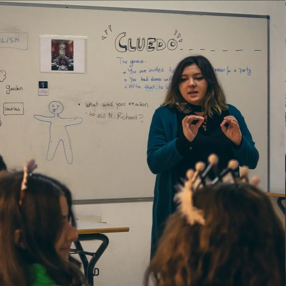 Max Aragon teaching in classroom